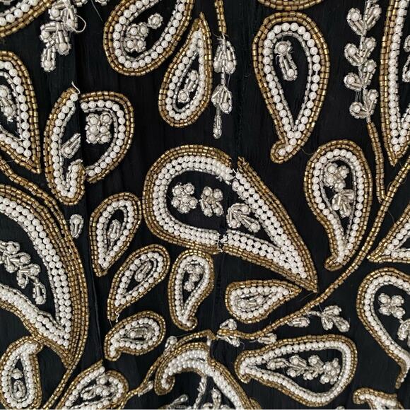 Carolyne Barton Nights Sequin Pearl Beaded Black Silk Lined Blouse size medium - Picture 12 of 13